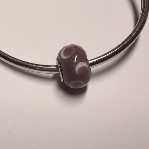 Silver Purple with Purple and White Blossoms Charm for Pandora Style Bra… - Picture 1 of 4